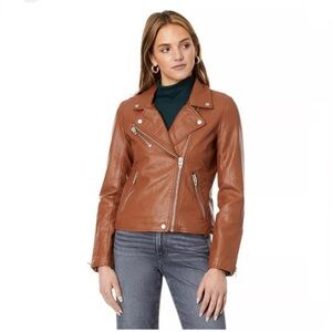NWOT Blank NYC Tan Leather Jacket with Silver Accents Women’s Size Large